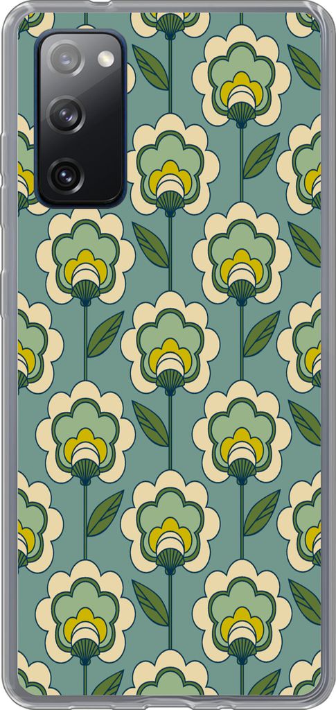 MuchoWow Handyhülle Schutzhülle Hülle für Telefoonhoesje Samsung Galaxy S20 FE Retro - Design - 1970er Jahre - Blume Silikon Softcase Handy H...