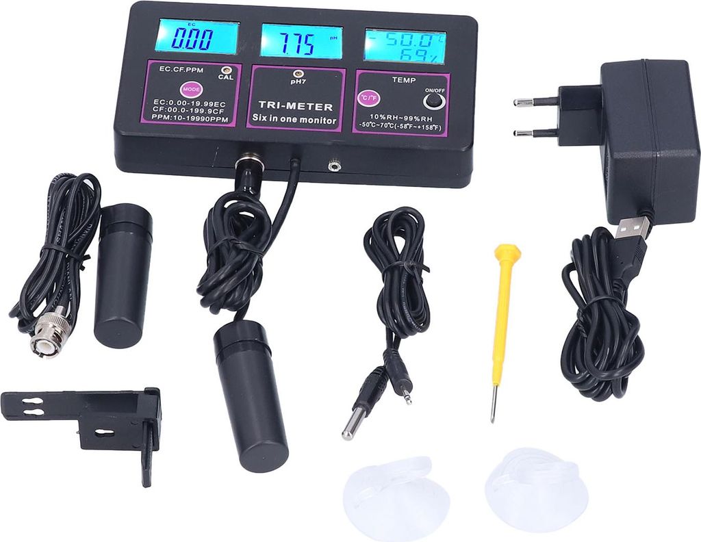 6 in 1 Wasserqualit?tstester Multifunktion PH Temp Ec Cf Rh tds Messger?t fr Aquariumhydroponik PH -217EU -Stecker 230 V