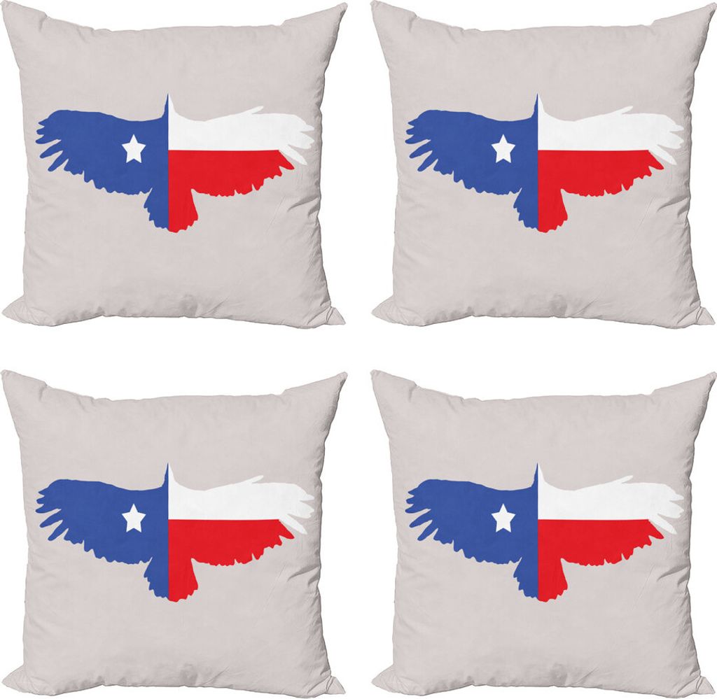 ABAKUHAUS Texas Star Kissenbezug Set (4 Stück), Bald Eagle-Entwurf, Moderner Doppelseitiger Digitaldruck, 50 cm x 50 cm, Violet Blue Vermilion