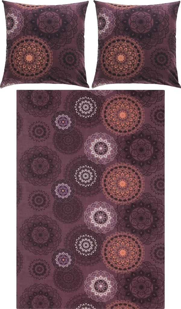 Erwin Müller Bettwäsche aubergine 1x 200x200 cm + 2x 80x80 cm