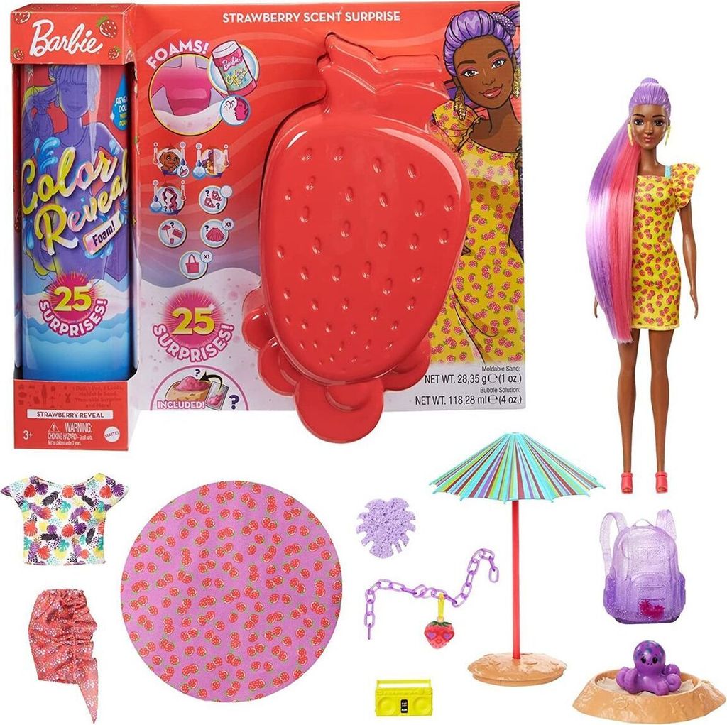 Barbie Color Reveal Schuimbad-aardbei pop met 25 Productafbeelding 