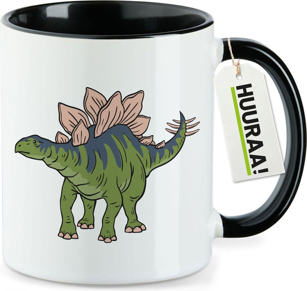 Huuraa Kaffeetasse Stegosaurus Dinosaurier 330ml Schwarz Keramik Kaffeebecher Geschenkidee