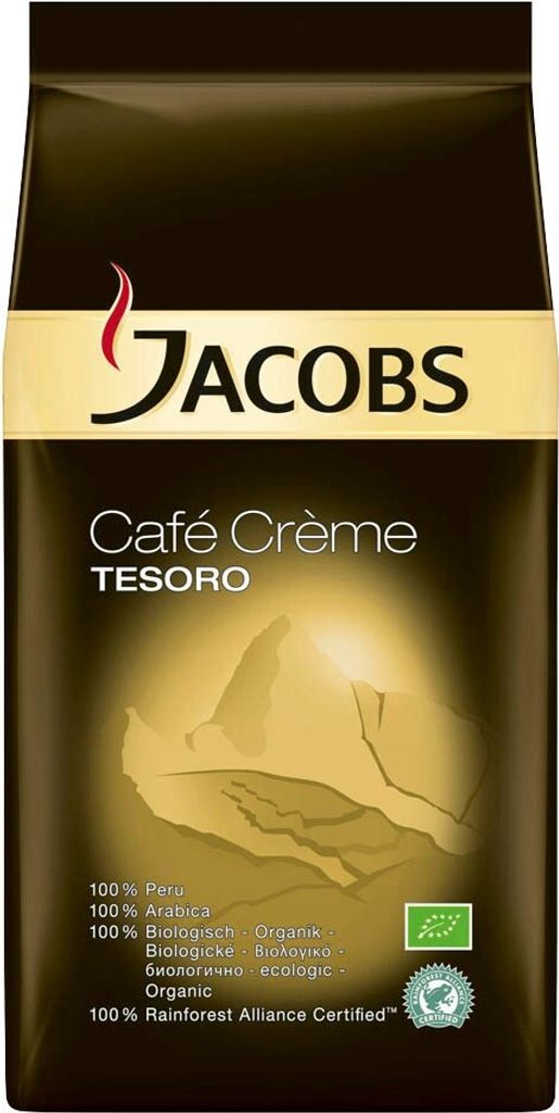 JACOBS Café Crème TESORO Kaffeebohnen Arabicabohnen kräftig 1,0 kg