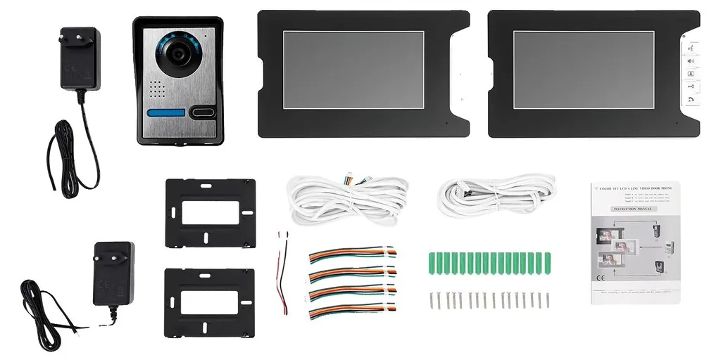 Interphone Vidéo 1080p avec Écran 7 Pouces Blanc - Visiophone Sans Fil
