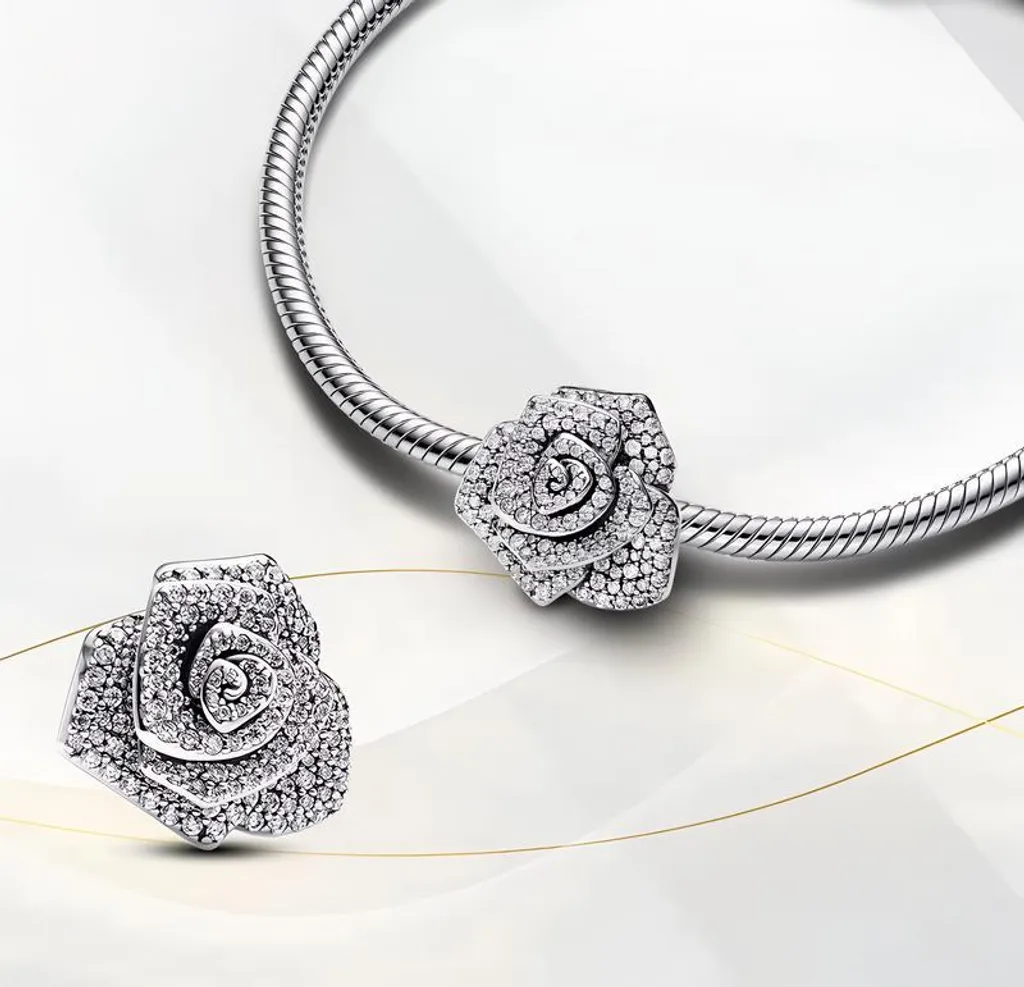 Offerta Charm Rose Pave per Pandora - Trusky Ciondolo Oro Rosa - 2