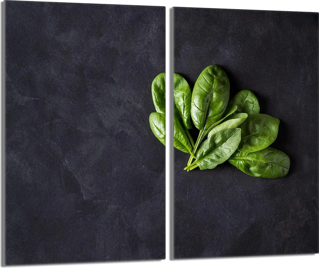 Piastre Copriforno 2 Pezzi 30x52 Vetro Temperato Ardesia Basilico