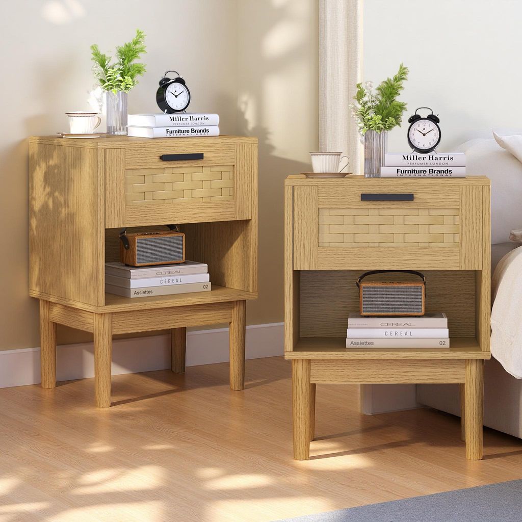 ProximaX Set di 2 comodini, effetto legno rovere, con 1 Immagine del prodotto 