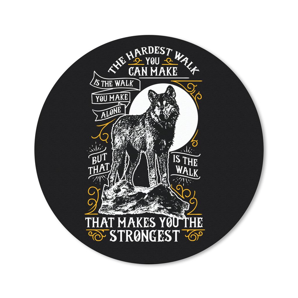 MuchoWow Mauspad Mousepad Wolf - Tiere - Retro - Zitat 40x40 cm - Mousepads - Maus Mat - Pad - Mausunterlage - Schreibtisch Accessoires