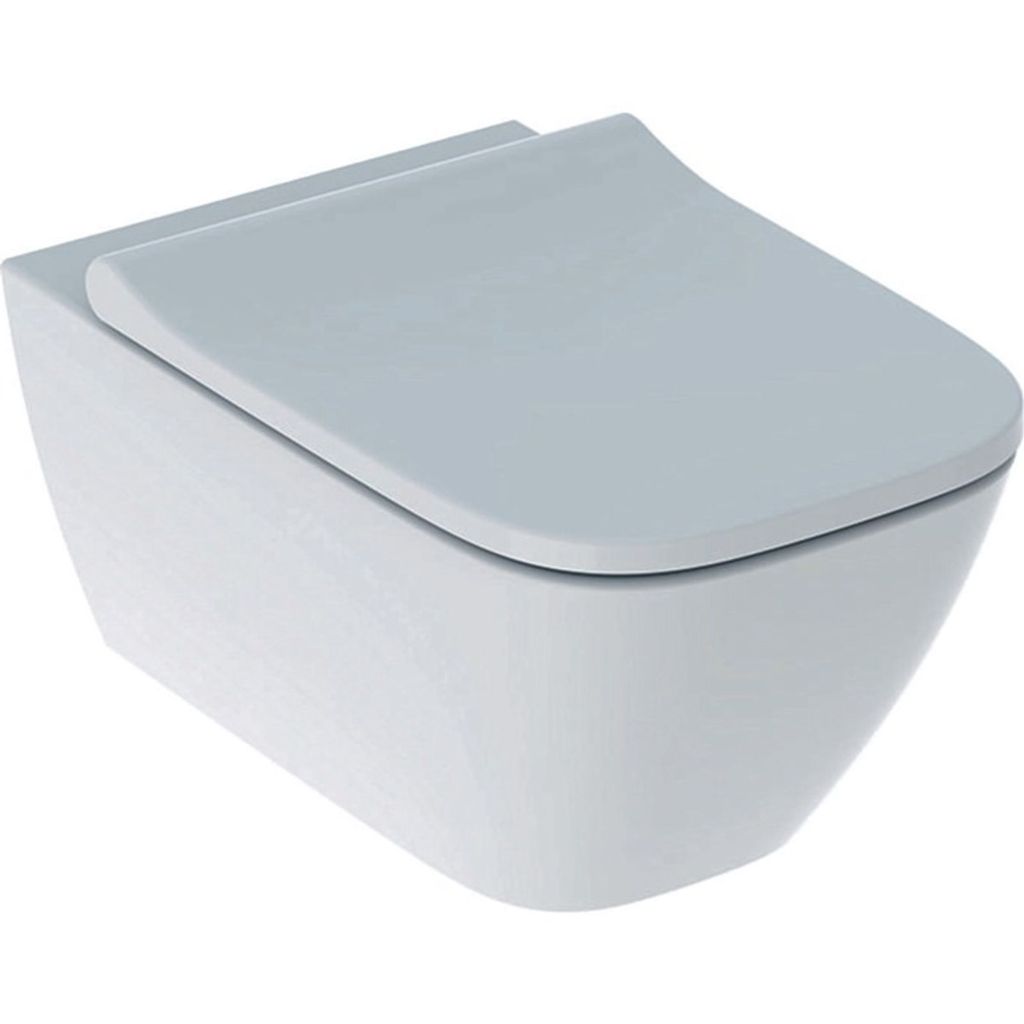 Geberit Smyle Square Set Wand-WC Tiefspüler, geschlossene Form, Rimfree, mit WC-Sitz, überlappender Deckel, 500.683.00.2