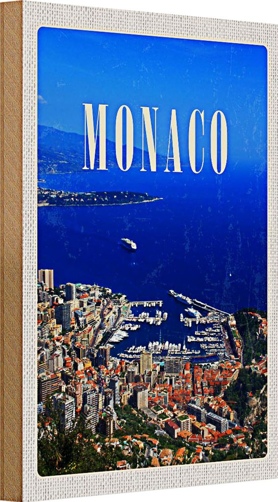 Holzschild Reise 20x30cm Monaco Frankreich Europa Trip