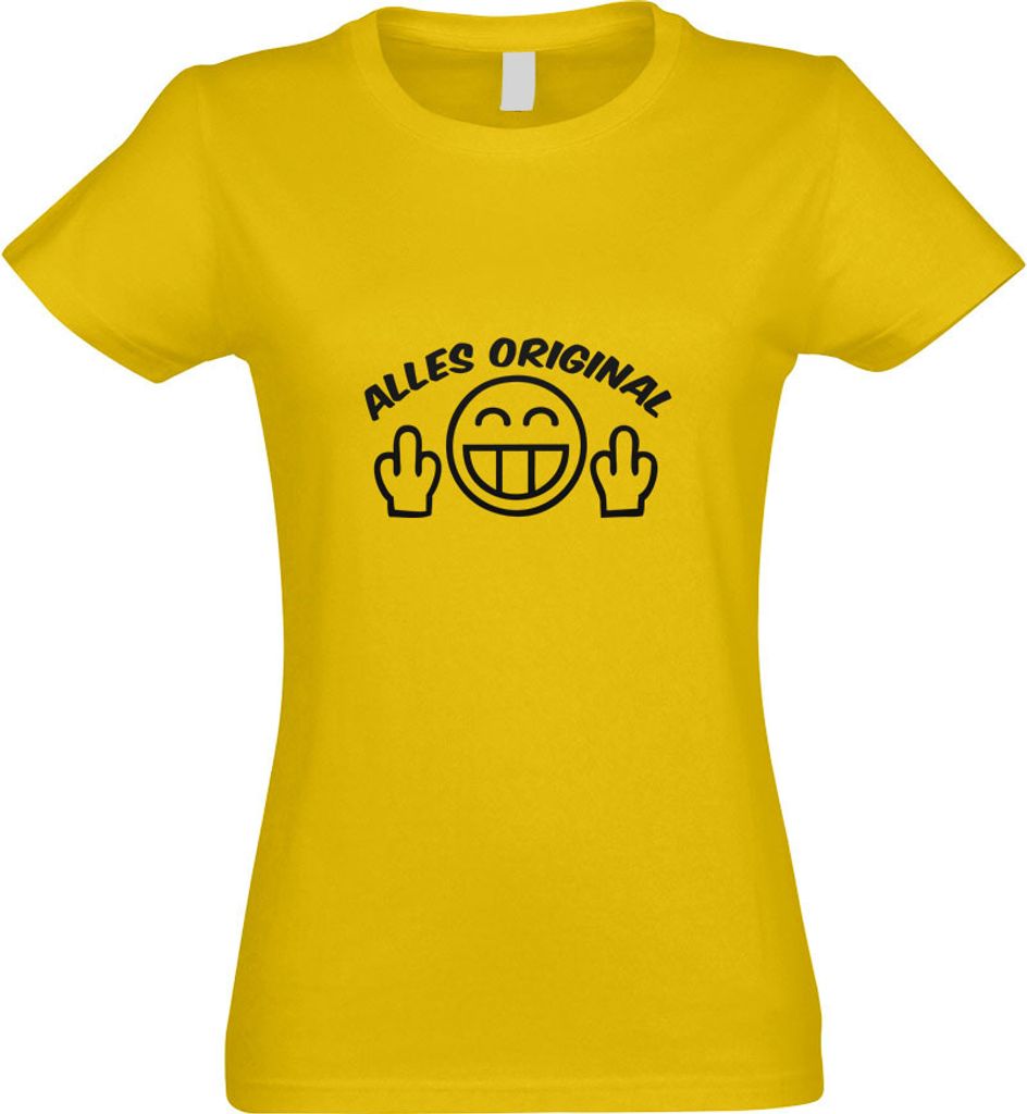 Kiwistar - T-Shirt tailliert - Damen - gelb - Alles Original - mit Motiv Bedruckt - Funshirt Design - Sport - Freizeit - Damen - XL