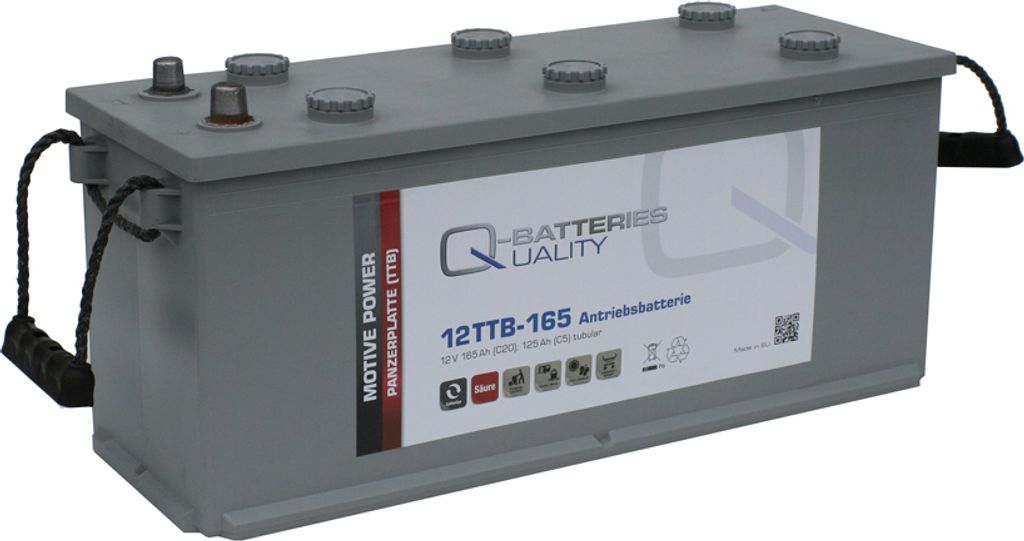 Q-Batteries 12TTB-165 12V 165Ah (C20) geschlossene Blockbatterie, positive Röhrchenplatte