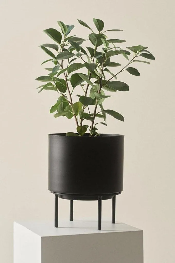 Pot de fleurs métallique noir de 26 cm pour décoration de style moderne