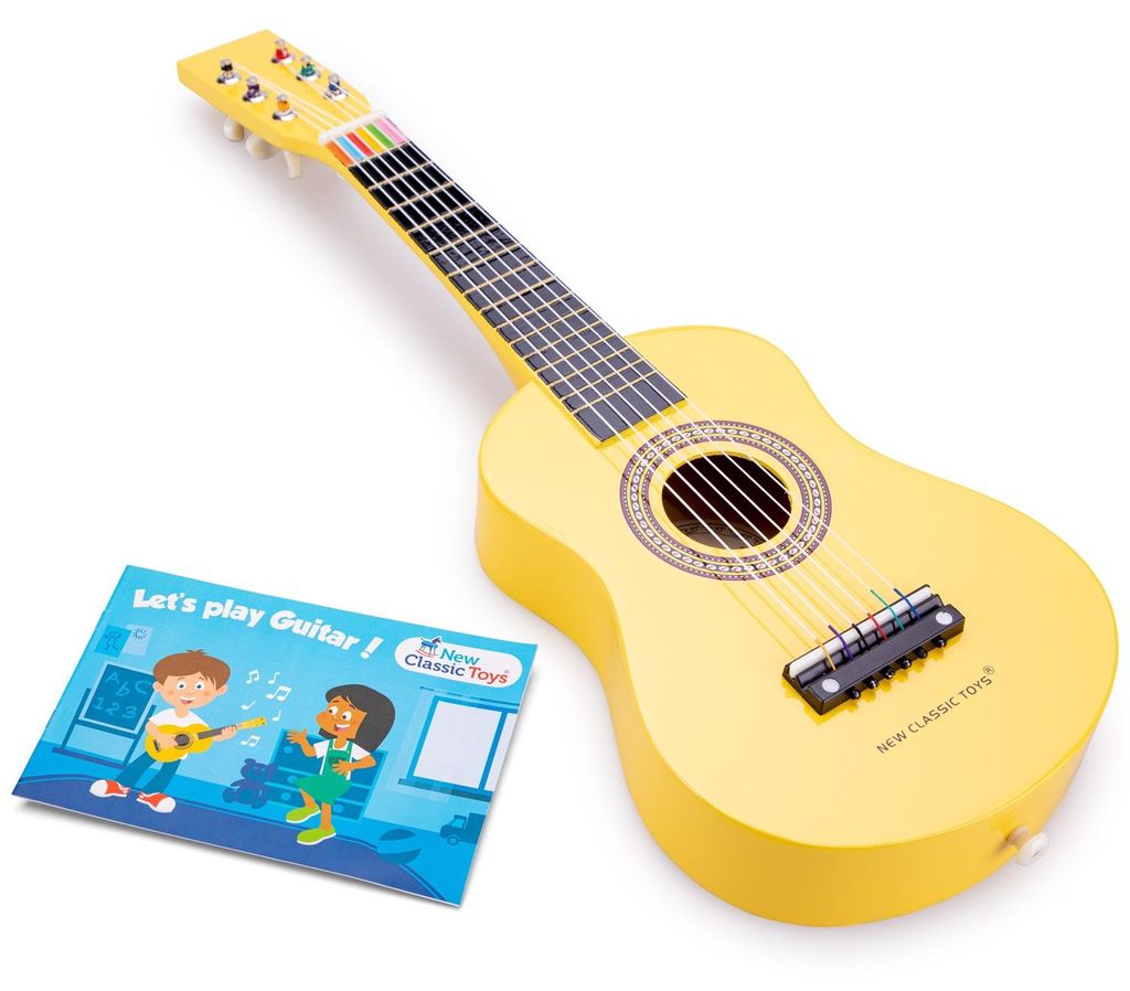 Guitare jouet New Classic Toys - jaune - instrument en bois Image du produit 