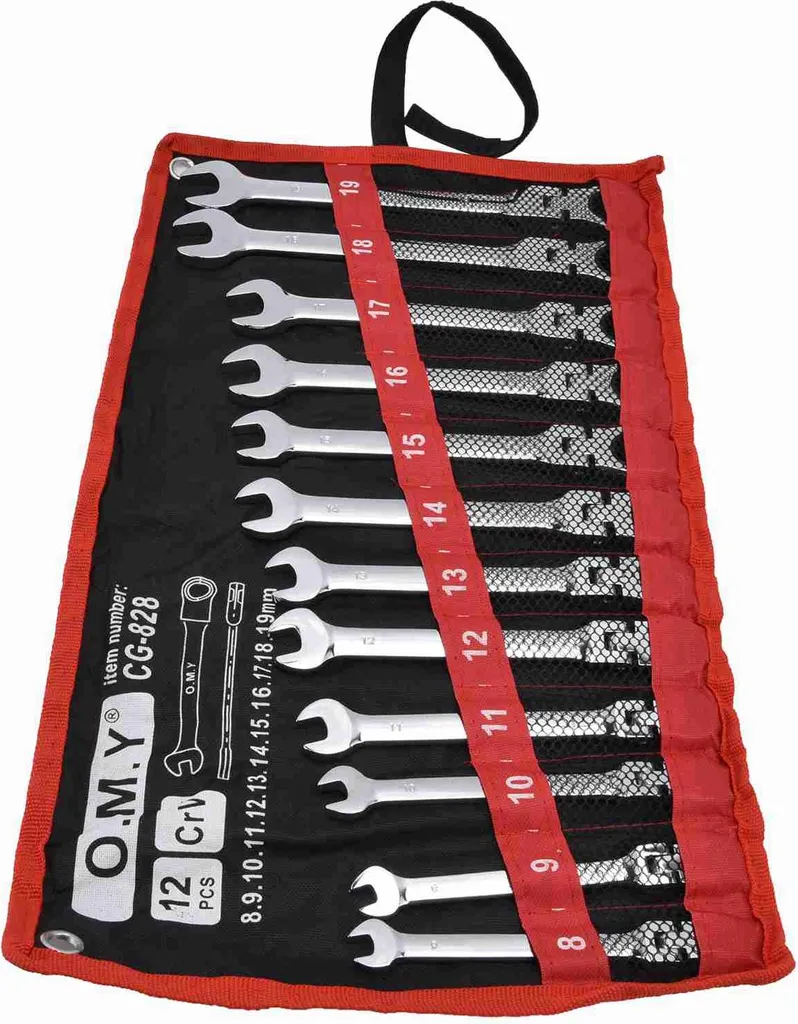 Set de 12 Clés à Cliquet Métriques 8-19mm en Acier Chrome Vanadium