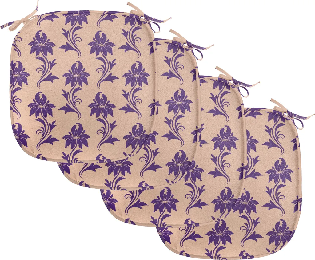 Galettes de Chaise avec Sangles pour Cuisine et Salon Violette Lot de 4