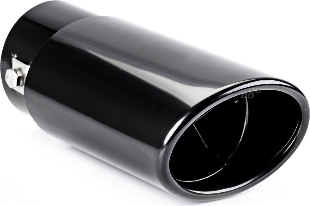 A black exhaust tip is shown against a white background.