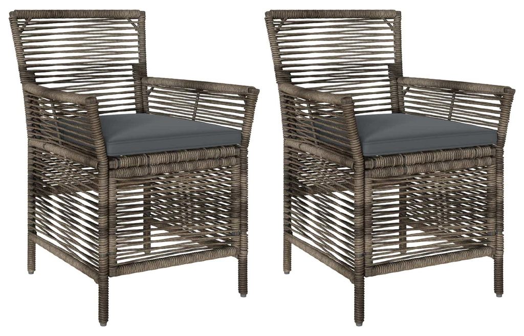 vidaXL Gartenstuhl mit Kissen 2 pcs Grau und Dunkelgrau Poly-Rattan