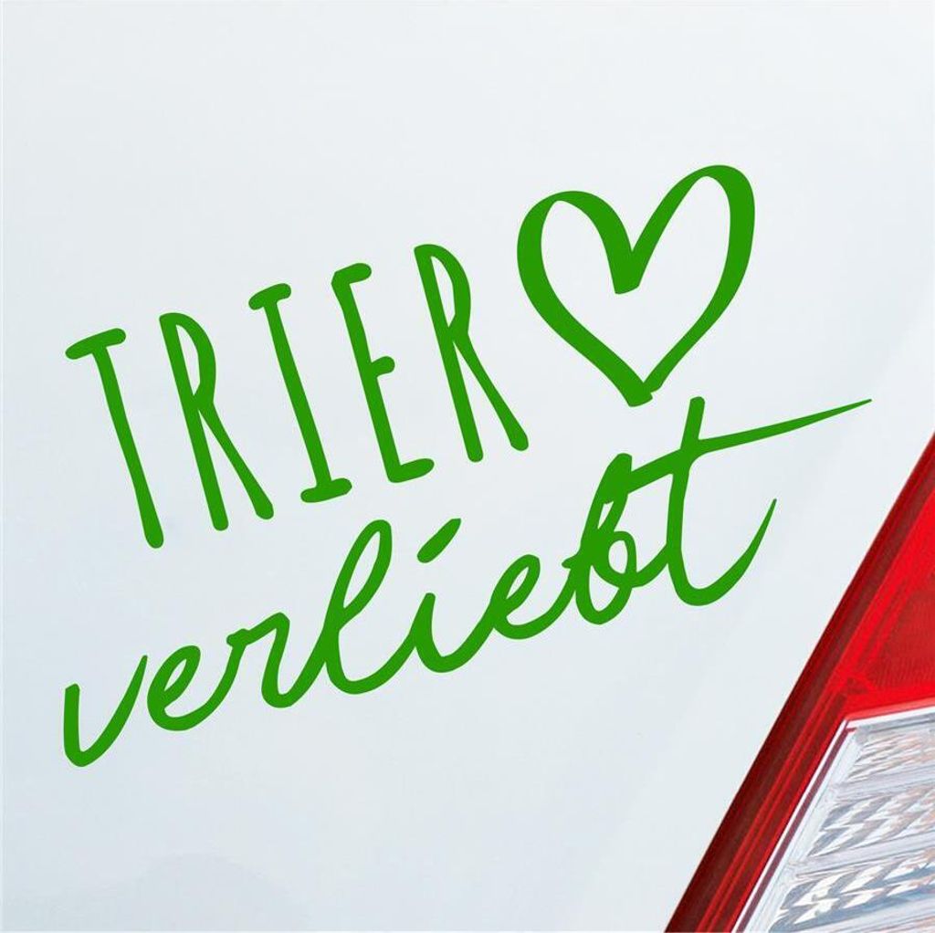 Auto Aufkleber Trier verliebt Herz Stadt Heimat Liebe Car 19x10 cm Hellgrün Sticker Heckscheibenaufkleber