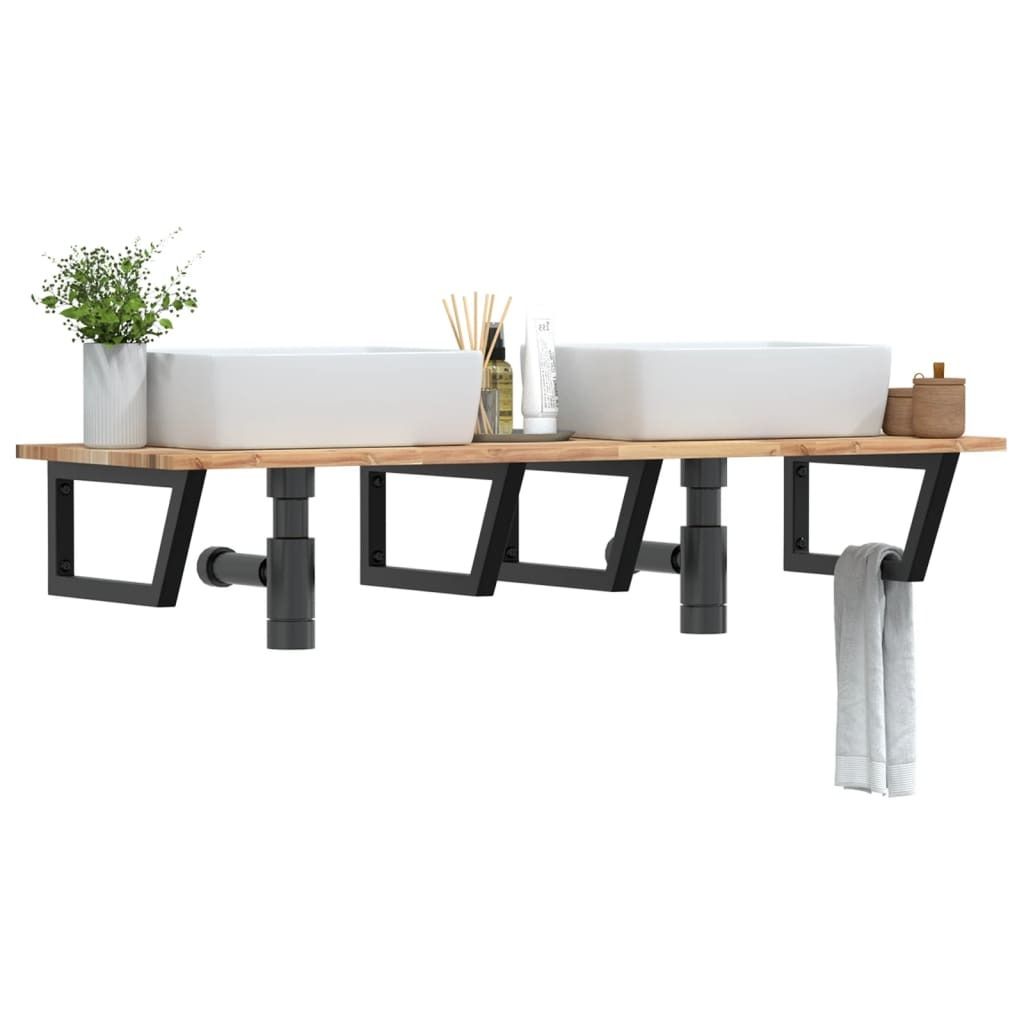 "SALE 2026"Waschbeckenregal/Badezimmermöbel- modernes Design - Badkommode - Wandmontage Stahl und Akazienholz NEU997486 - Badezimmerschränke