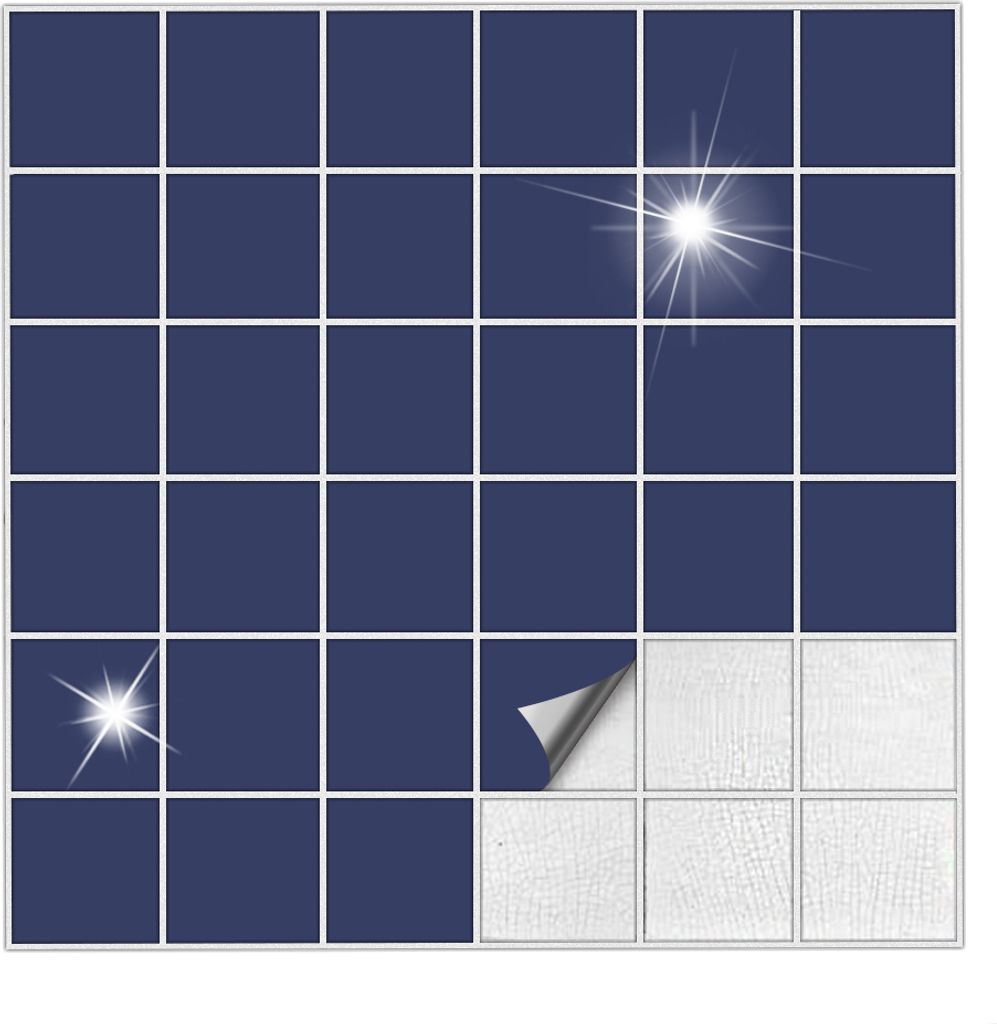 Fliesenaufkleber Für Bad, Küche etc Dunkelblau 50 glänzend 7 x 7 cm 25 Stück