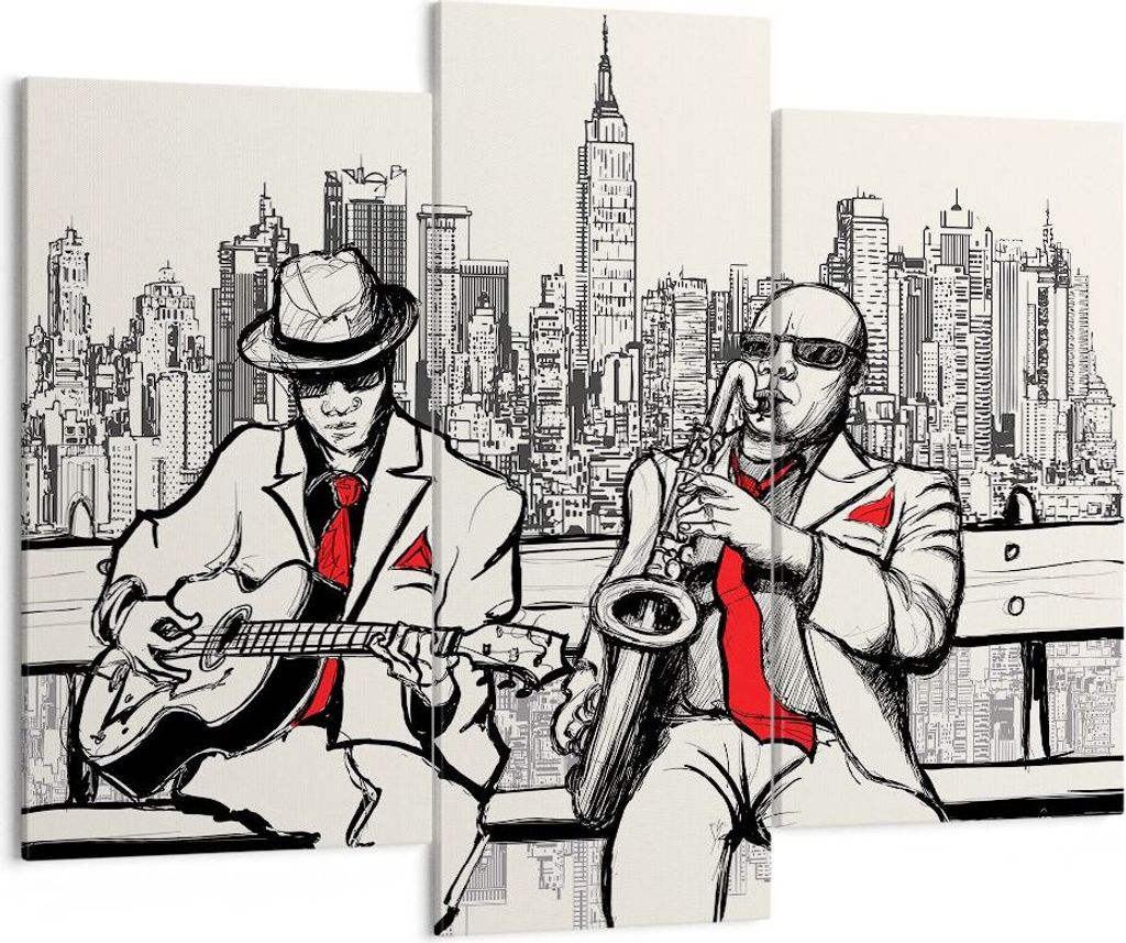Bild auf Leinwand - Leinwandbild - Jazz Musik Musiker - 130x100cm - Wand Bild - Wanddeko - Leinwanddruck - Bilder - Kunstdruck - Wanddekoration - L...