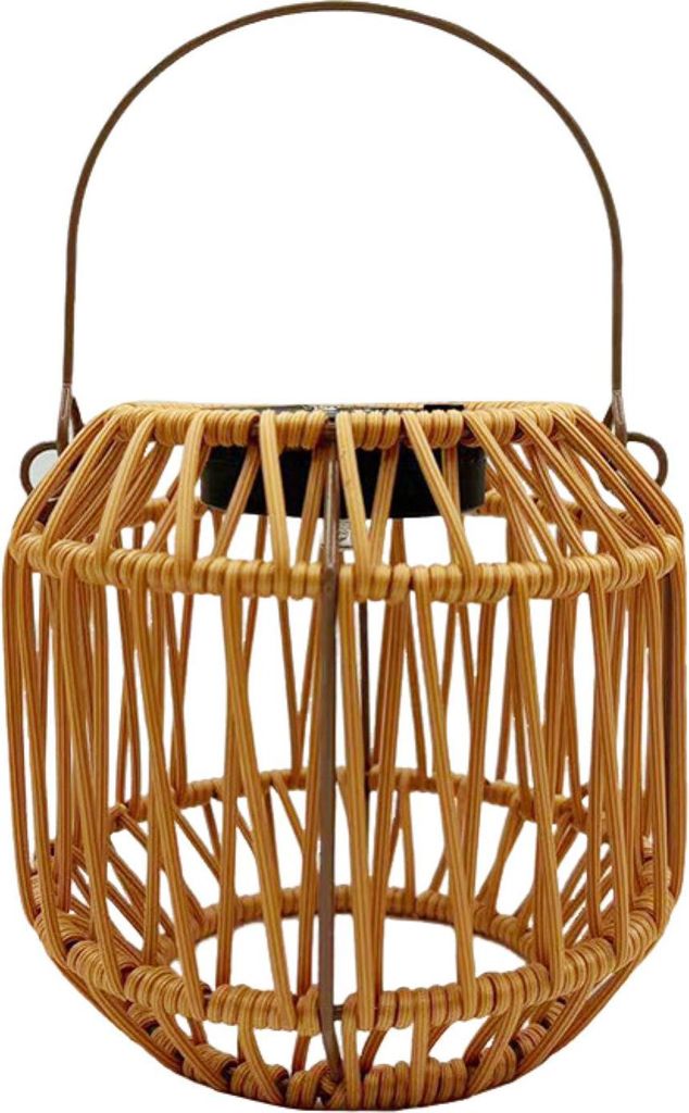 Solarlaterne mit Griff oben, hängende Rattan-Laterne für den Außenbereich, wetterfestes böhmisches Solarlicht für Garten, Balkon, Terrassendek...