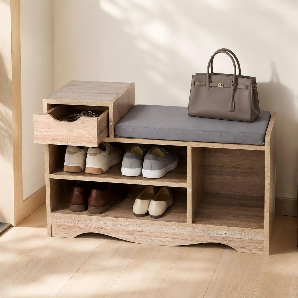 Schuhschränke Eiche farbe 80x30x52 cm, Schuhbank mit Produktbild 