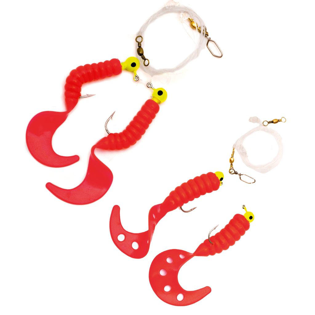 Behr Pilkvorfach mit 2 Seitenarmen und Gummitwister mit Lochschwanz, japanrot