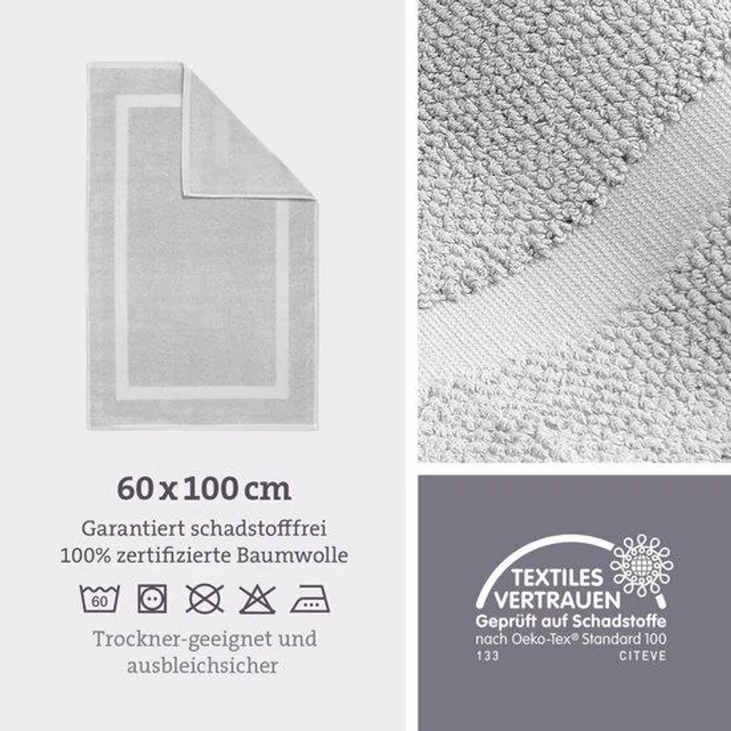 Tapis de bain 60x100 cm gris argenté idéal pour sortie de douche et bain