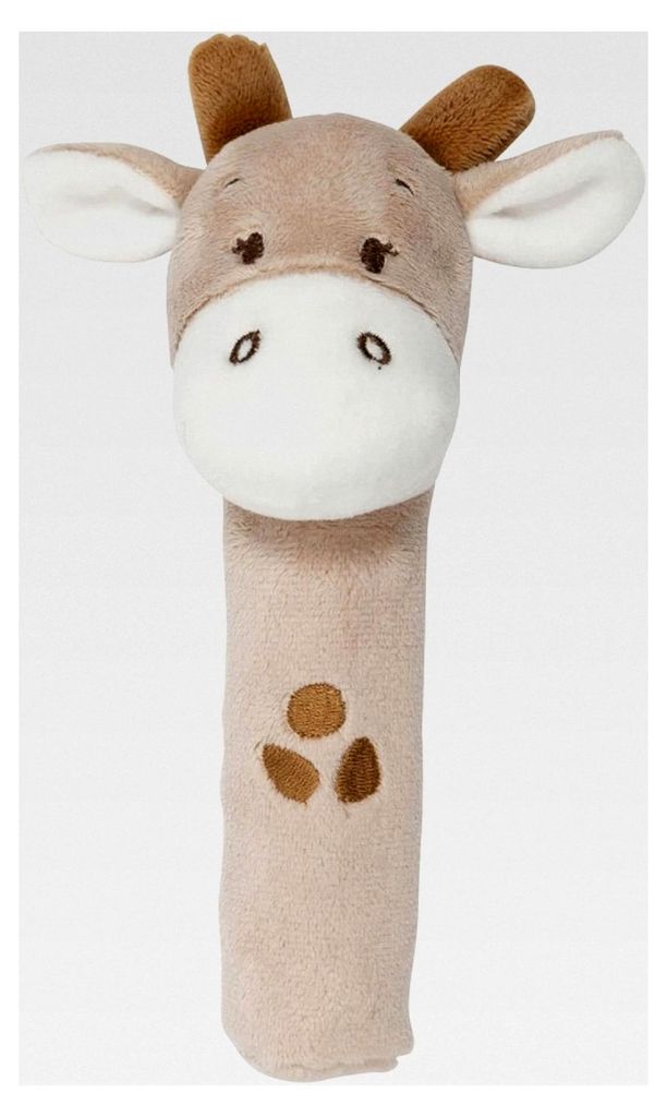 Greifling Giraffe Luna aus Polyester mit Quietsche, ca. 16 cm, Beige / Weiß