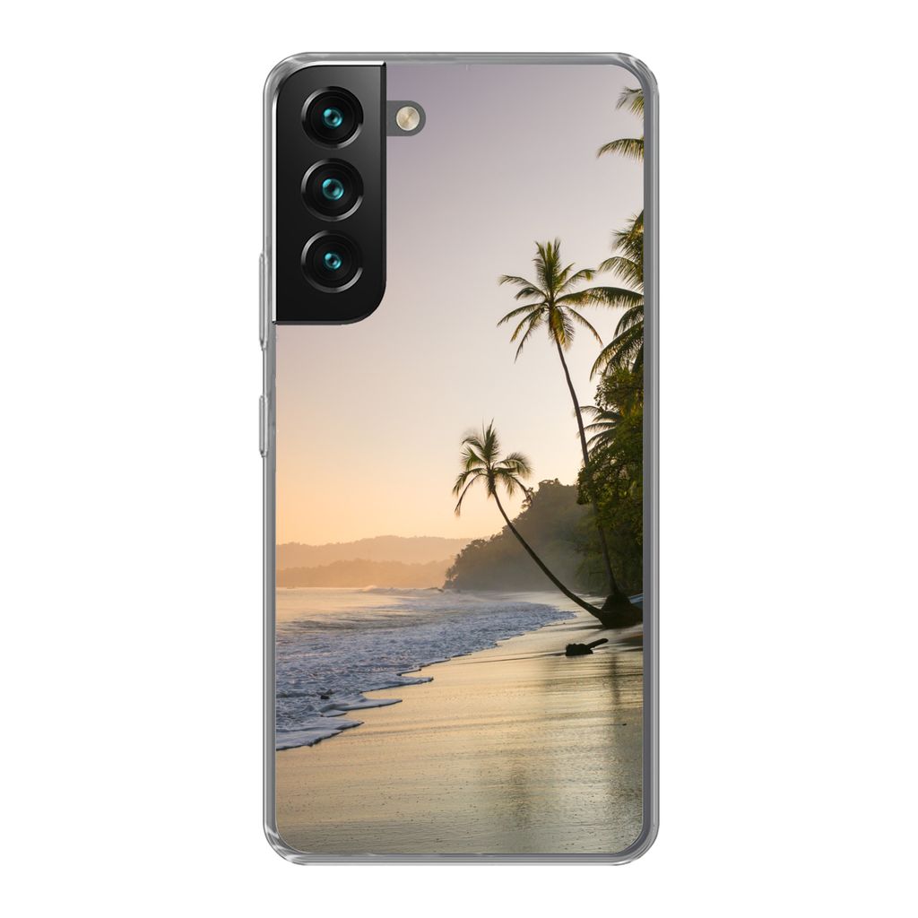 MuchoWow Handyhülle Schutzhülle Hülle für Samsung Galaxy S22 Plus Strand - Sonnenuntergang - Tropisch Silikon Softcase Handy Hülle - Schutza...