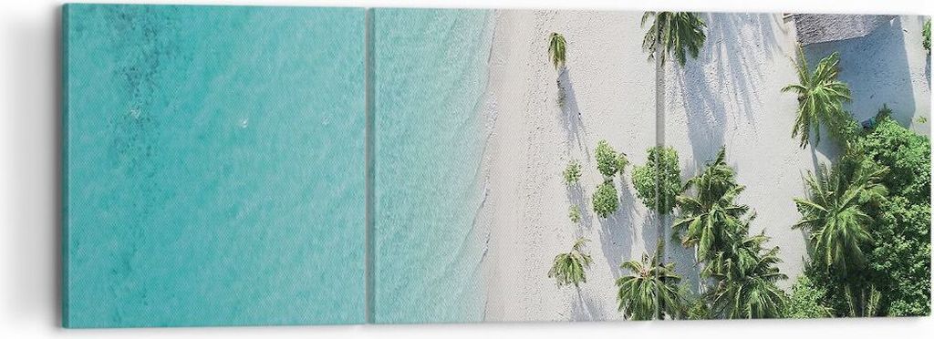 Bild auf Leinwand - Leinwandbild - 3 Teile - Luftaufnahmen himmlisch Strand - 120x40cm - Wand Bild - Wanddeko - Wandbilder - Leinwanddruck - Bilder...