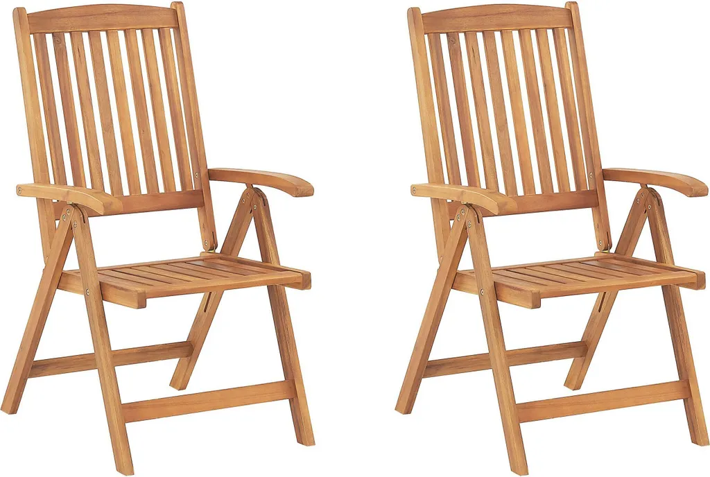 BELIANI Lot de 2 Chaises de Jardin en Bois d'Acacia Marron Réglables