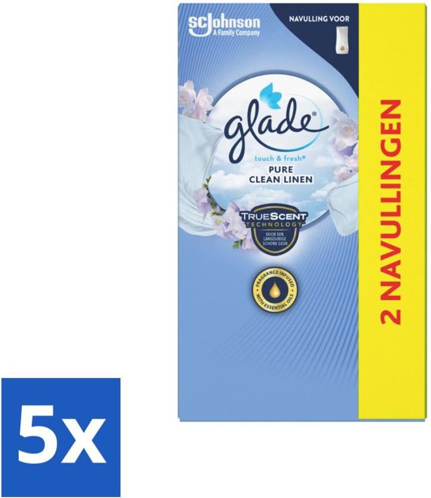 Glade - Touch & Fresh Nachfüller - Pure Clean Linen - 2 × 10 ml - Vorteilspack - 5 Stücke