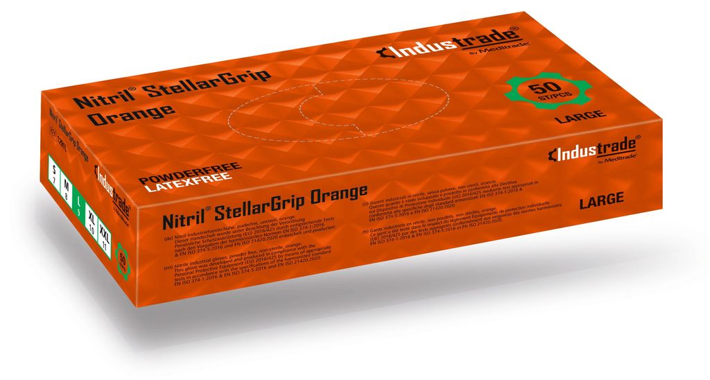 Einmalhandschuh - 1 Packung á 50 Stück - orange, Größe: L Produktbild 