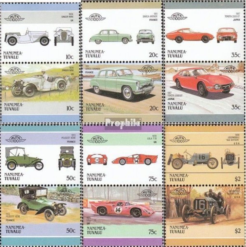 Briefmarken Tuvalu-Nanumea 1986 Mi 93-104 Paare (kompl.Ausg.) postfrisch Autos