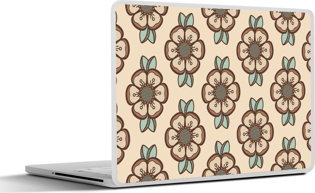 MuchoWow Laptop Aufkleber Sticker Cover Retro - Blumen - Design 31x22.5 cm - Laptop-Deko