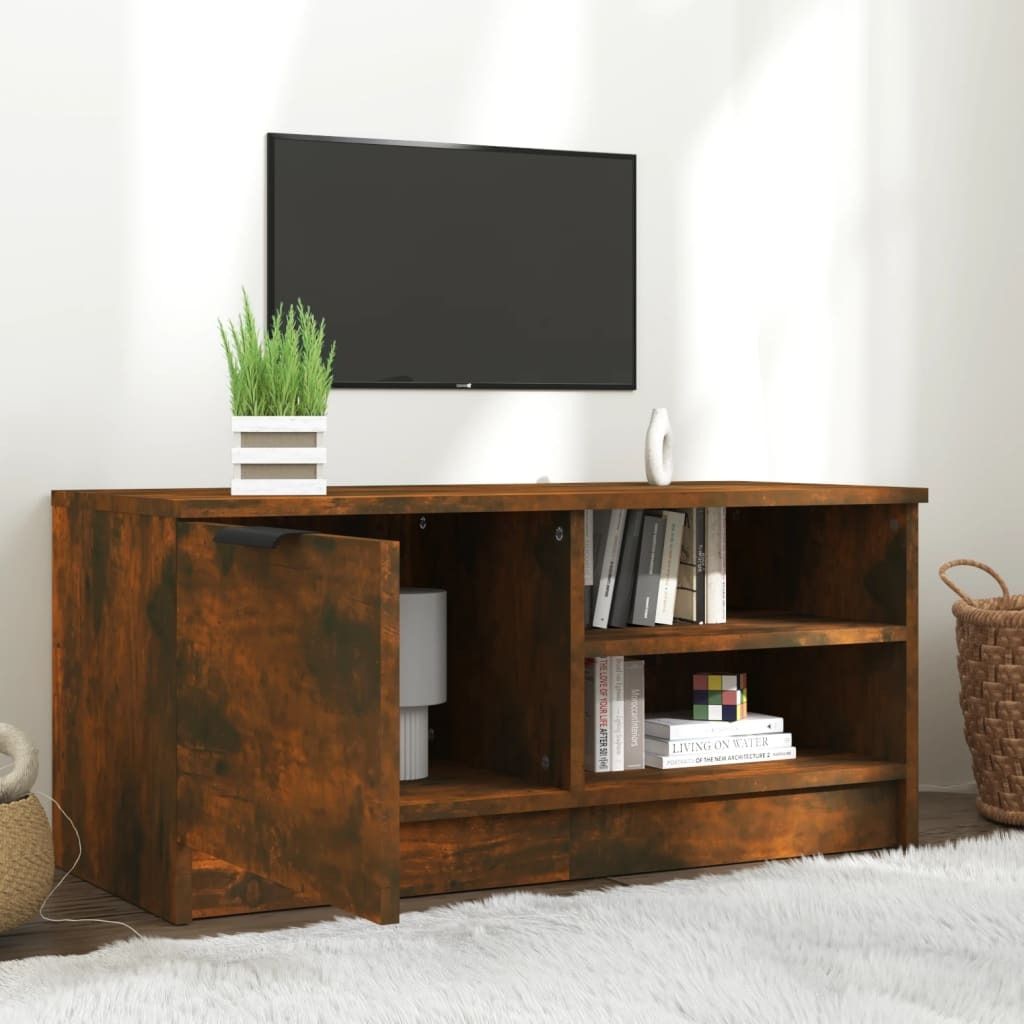 "im Sonderangebot"TV-Schrank Industriestil - CLORIS - Fernsehenschrank - Räuchereiche 80x35x36,5 cm Holzwerkstoff - DEMöbel1150268