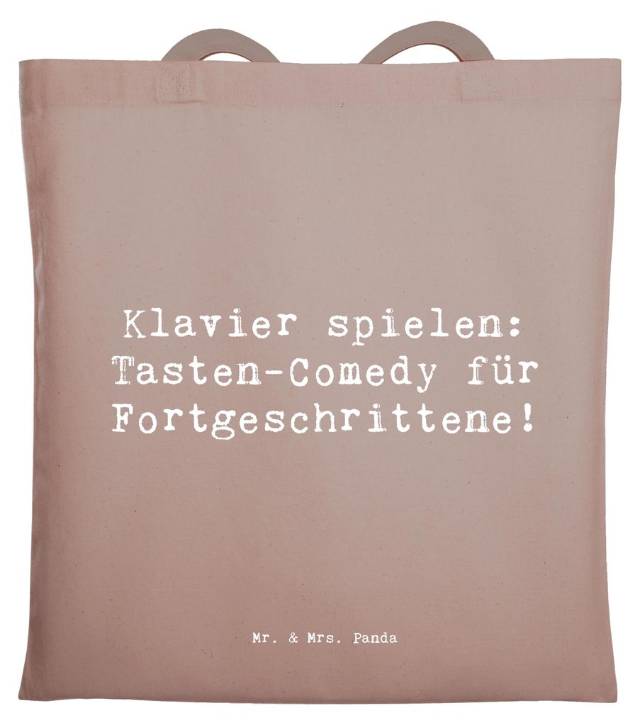 Mr. & Mrs. Panda Schultasche Spruch Klavier Tasten - Braun Pastell - Geschenk, Humor, Lernen, Klaviermusik, Kunst, Tasteninstrument, Elfenbeintaste...