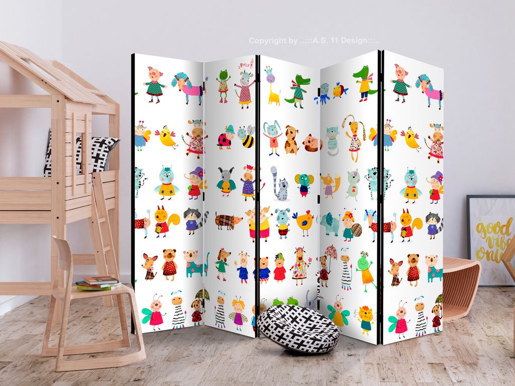 Jednostranný skladací paraván pre deti 225x172 cm 5-dielny Obrázok produktu 
