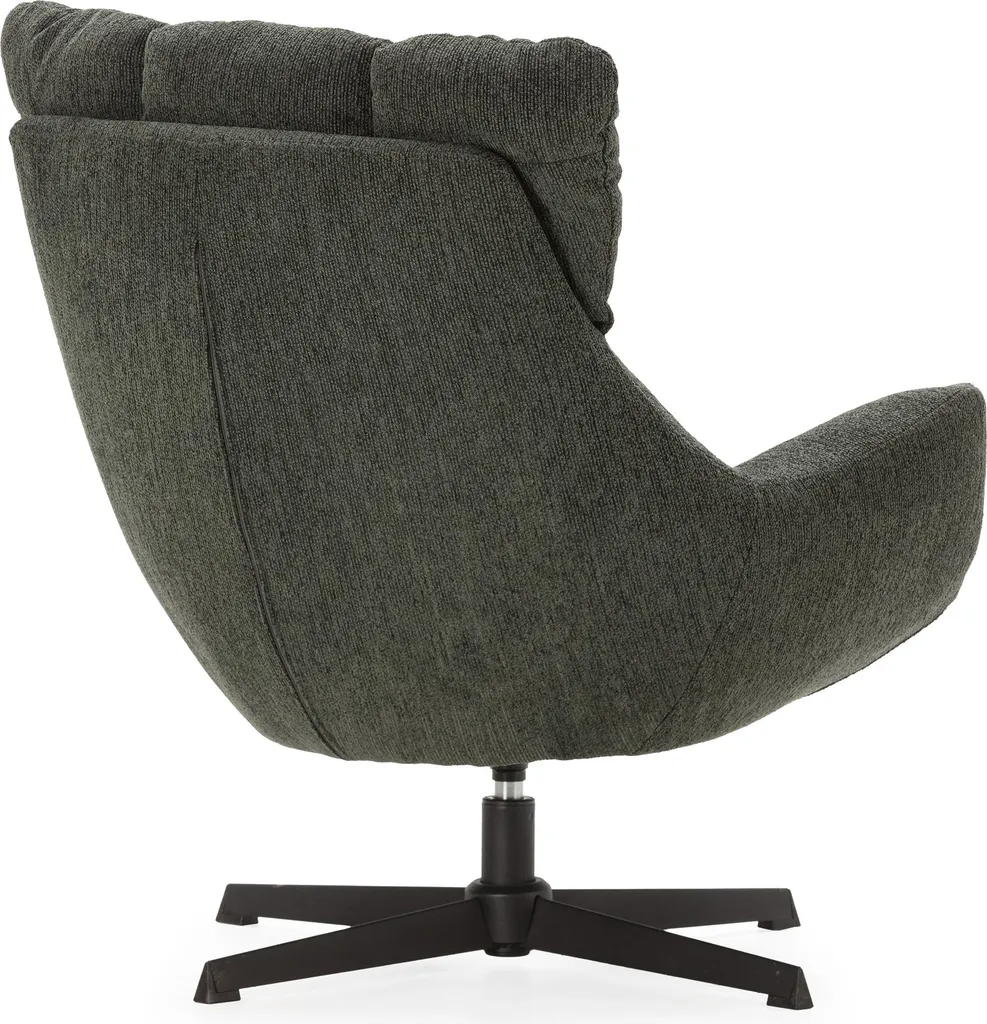 Fauteuil Design Matelassé Gris et Métal Noir ODETTE CALICOSY - H89 cm - 5