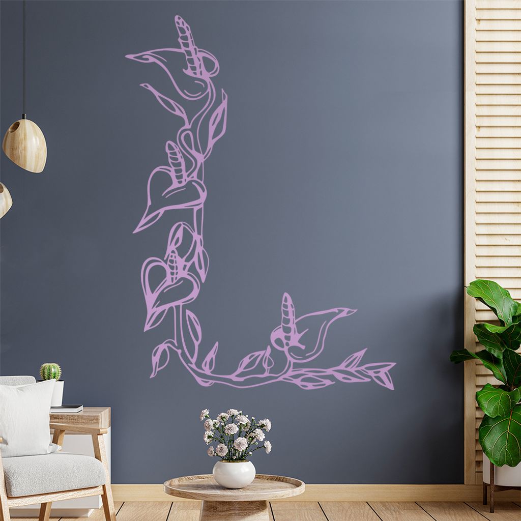 Blumen - Ranken Wandtattoo in 6 Größen - Wandaufkleber Wall Sticker - Dekoration, Küche, Wohnzimmer, Schlafzimmer, Badezimmer
