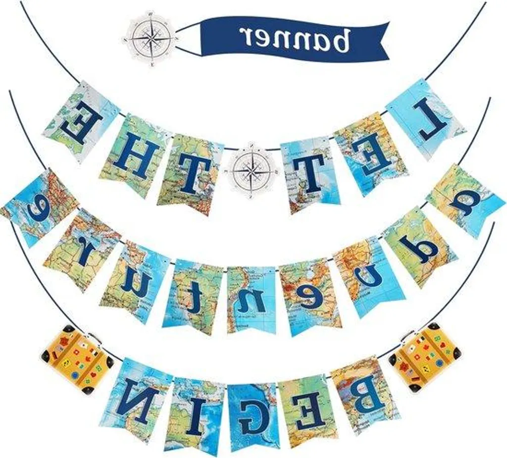 Guirlande de fanions voyage pour décoration de chambre d'enfant - 3m
