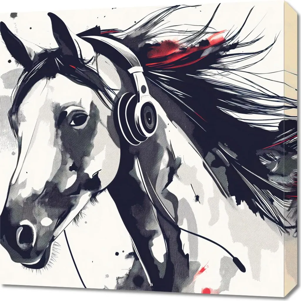 Décoration Murale Cheval 60x60 cm - Tableau Carré Impression Nature Pré