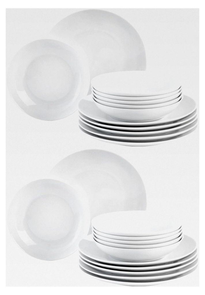 Tafelservice Geschirrset - 24-teilig (12 Personen) - Weiß - Porzellan