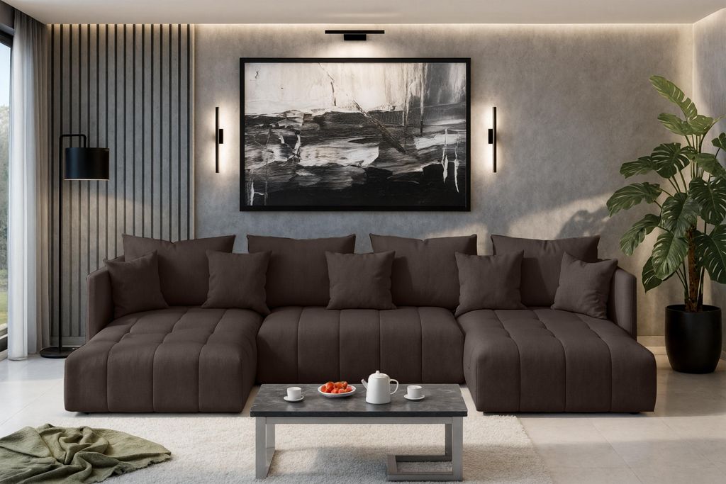 AX LIVING Canapé panoramique convertible Veliro canapé en u Image du produit 