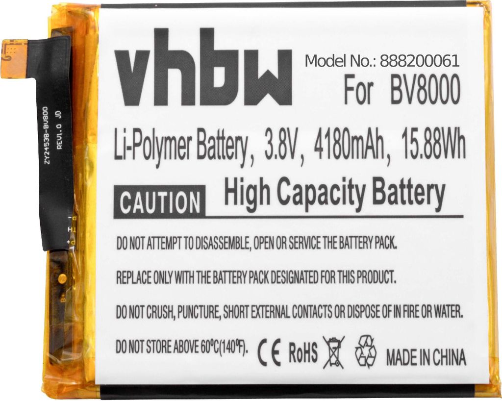 vhbw Akku Ersatz für Blackview V636468P für Handy Smartphone Telefon (4180 mAh, 3,8 V, Li-Polymer)