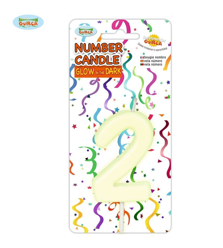 leuchtende Nummer 2 Kerze für Geburtstag 6 cm