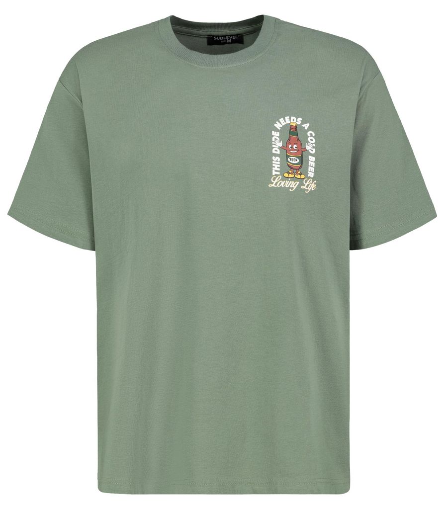 Sublevel Kurzarm T-Shirt Rundhals Loose Fit Brustaufdruck Produktbild 